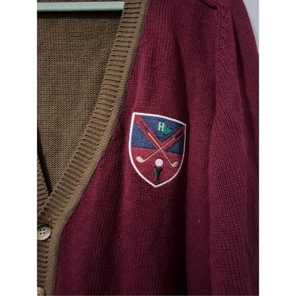 Hathaway knit golfer and crest print sweater cotton L - Picture 2 of 6